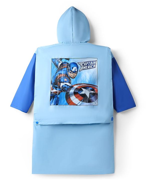 Pine Kids Marvel Full Sleeves Raincoat With Captain America Graphic - Blue