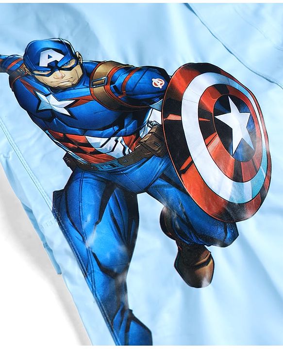 Pine Kids Marvel Full Sleeves Raincoat With Captain America Graphic - Blue