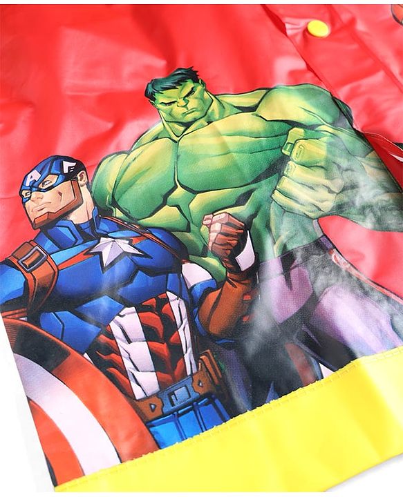 Pine Kids Marvel Full Sleeves Raincoat With Avengers Graphic - Red