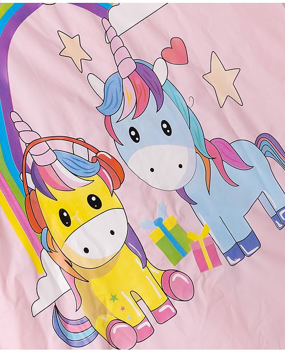 Babyhug Full Sleeves Unicorn Printed Raincoat - Pink