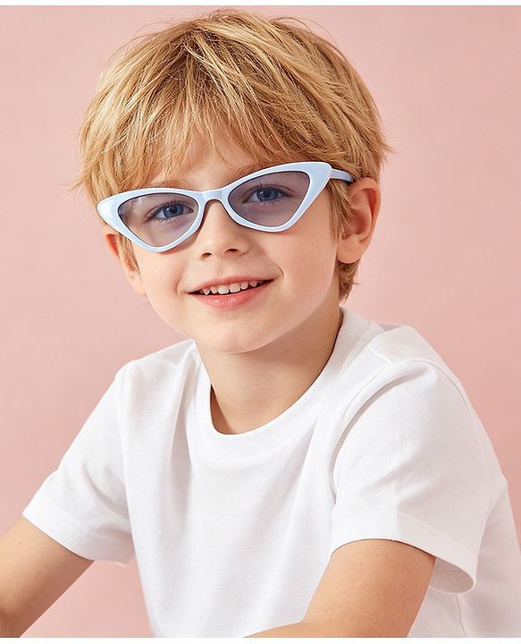 Pine Kids Solid Colour Cat Eye Sunglasses-  Light Blue