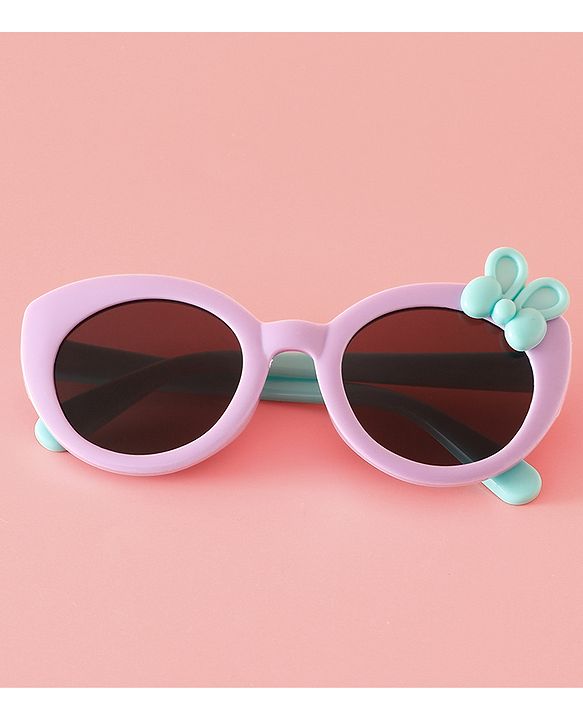 Babyhug Solid Round Frame Sunglasses with Bow Applique - Light Purple