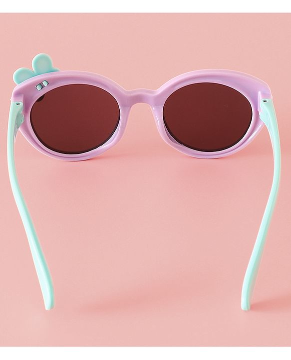 Babyhug Solid Round Frame Sunglasses with Bow Applique - Light Purple