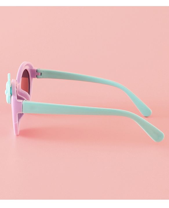 Babyhug Solid Round Frame Sunglasses with Bow Applique - Light Purple
