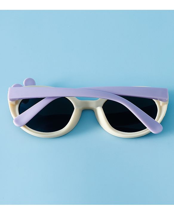 Babyhug Solid Round Frame Sunglasses with Bow Applique - Beige