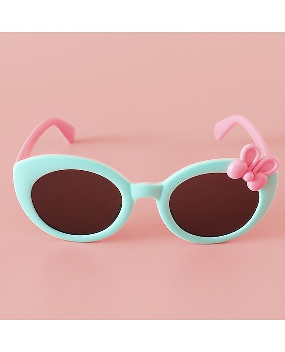 Babyhug Solid Round Frame Sunglasses with Bow Applique - Beige