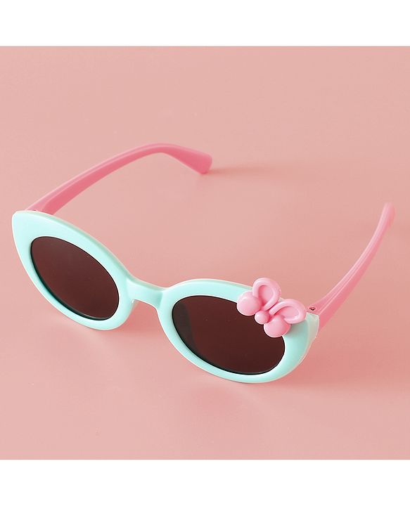 Babyhug Solid Round Frame Sunglasses with Bow Applique - Beige