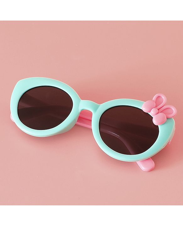 Babyhug Solid Round Frame Sunglasses with Bow Applique - Beige