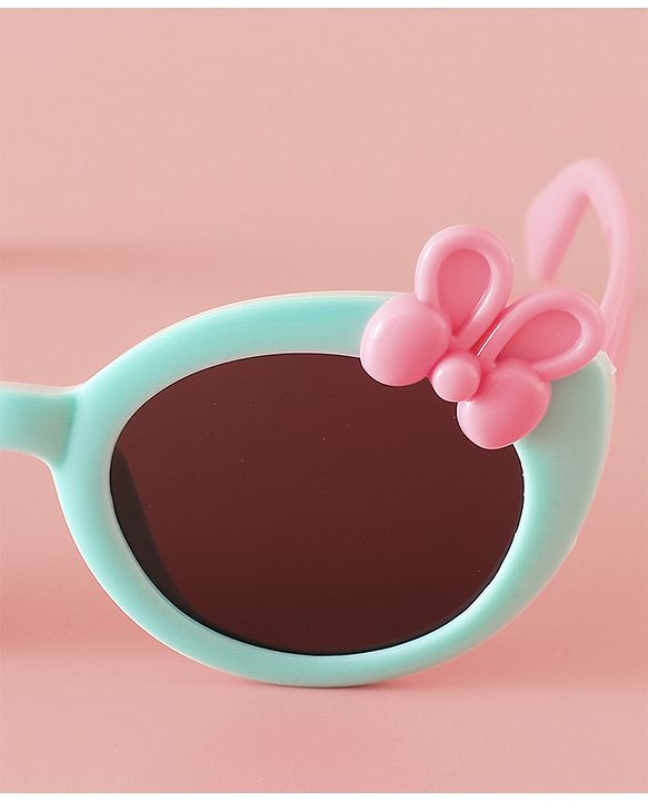 Babyhug Solid Round Frame Sunglasses with Bow Applique - Beige