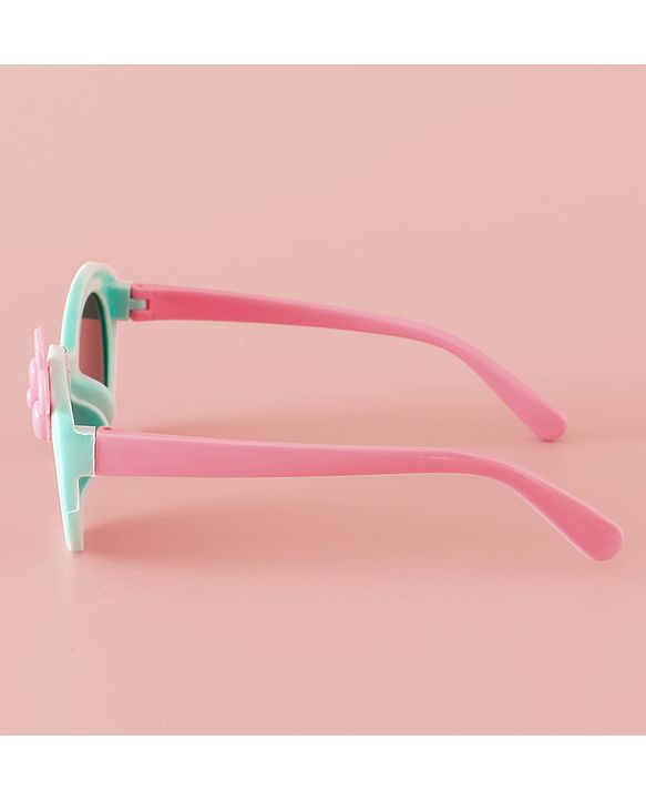 Babyhug Solid Round Frame Sunglasses with Bow Applique - Beige