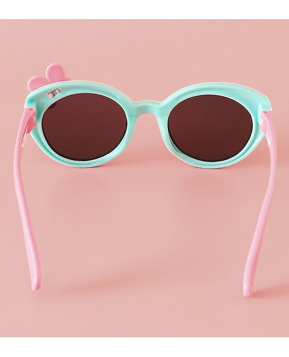 Babyhug Solid Round Frame Sunglasses with Bow Applique - Beige