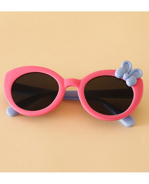 Babyhug Solid Round Frame Sunglasses with Bow Applique - Beige