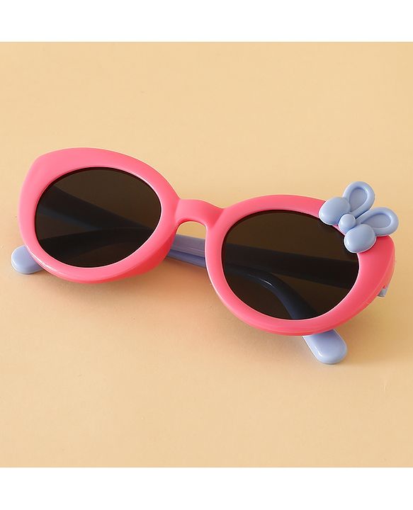 Babyhug Solid Round Frame Sunglasses with Bow Applique - Beige