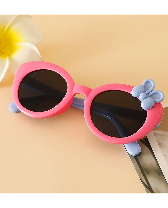 Babyhug Solid Round Frame Sunglasses with Bow Applique - Beige