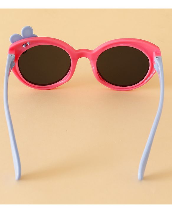 Babyhug Solid Round Frame Sunglasses with Bow Applique - Beige