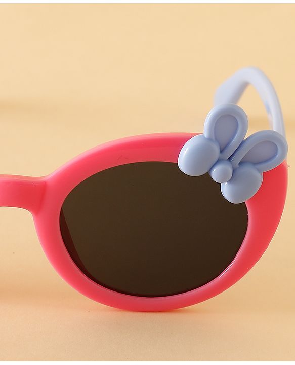 Babyhug Solid Round Frame Sunglasses with Bow Applique - Beige