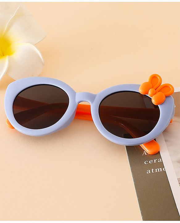 Babyhug Solid Round Frame Sunglasses with Bow Applique - Beige