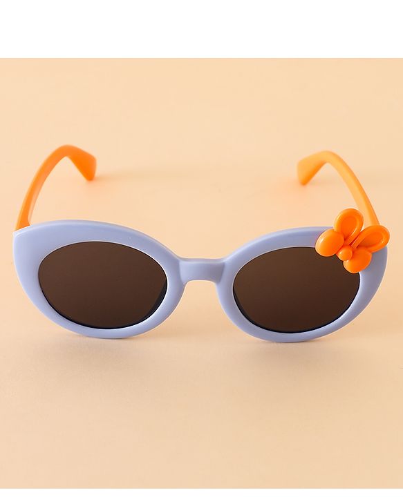 Babyhug Solid Round Frame Sunglasses with Bow Applique - Beige