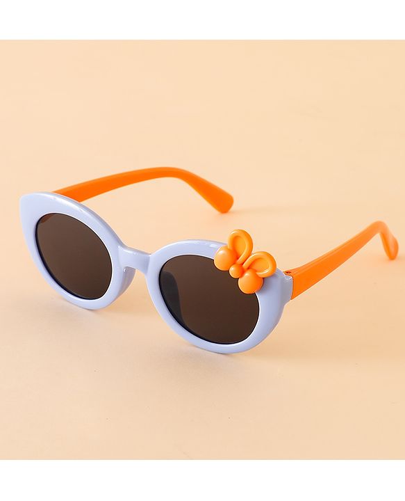Babyhug Solid Round Frame Sunglasses with Bow Applique - Beige