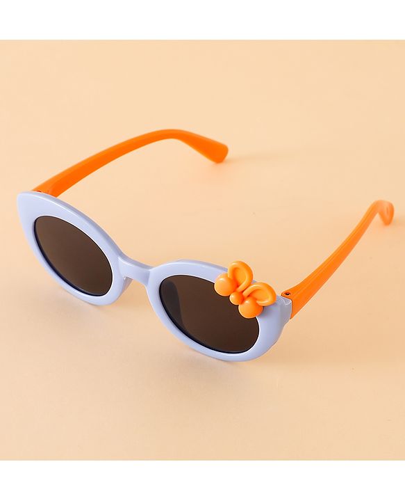 Babyhug Solid Round Frame Sunglasses with Bow Applique - Beige