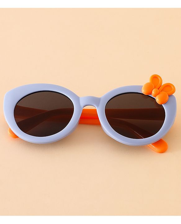 Babyhug Solid Round Frame Sunglasses with Bow Applique - Beige