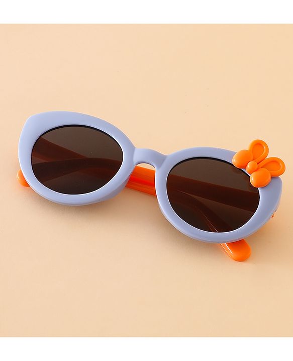 Babyhug Solid Round Frame Sunglasses with Bow Applique - Beige
