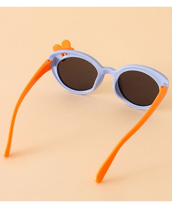 Babyhug Solid Round Frame Sunglasses with Bow Applique - Beige
