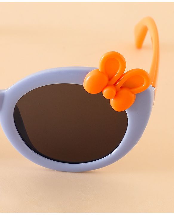 Babyhug Solid Round Frame Sunglasses with Bow Applique - Beige