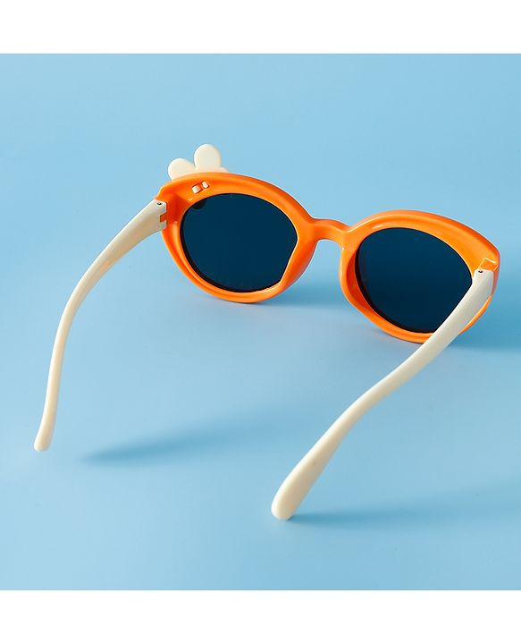 Babyhug Solid Round Frame Sunglasses with Bow Applique - Beige