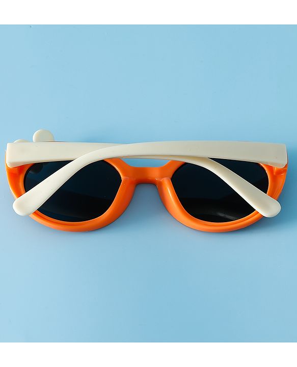 Babyhug Solid Round Frame Sunglasses with Bow Applique - Beige