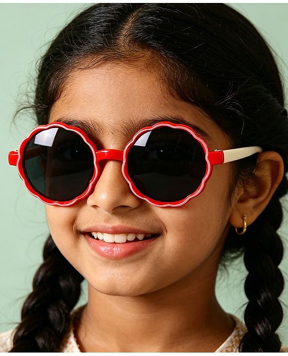 Pine Kids Solid Colour Round Sunglasses- Red