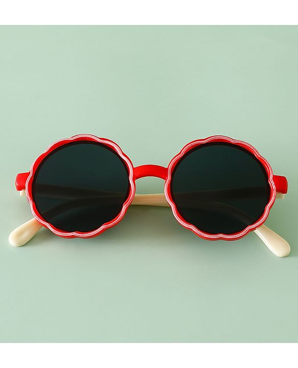 Pine Kids Solid Colour Round Sunglasses- Red