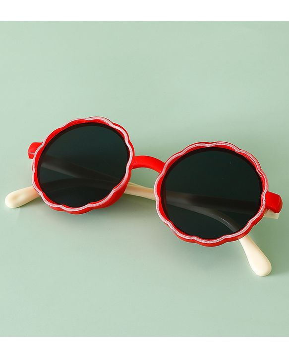Pine Kids Solid Colour Round Sunglasses- Red