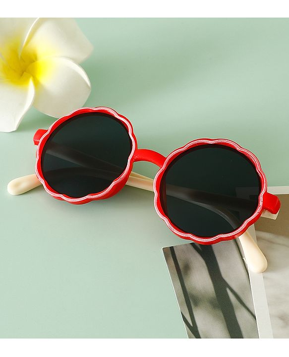 Pine Kids Solid Colour Round Sunglasses- Red