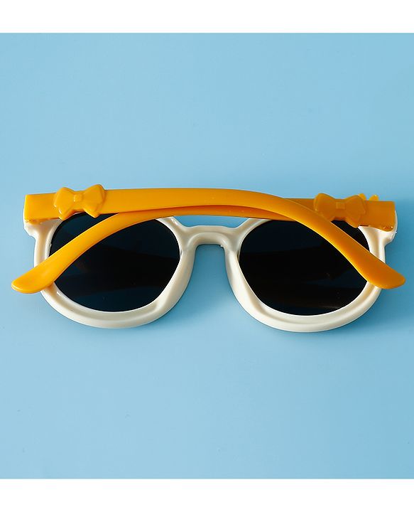 Babyhug Solid Coloured Sunglasses With Flower Applique - Beige