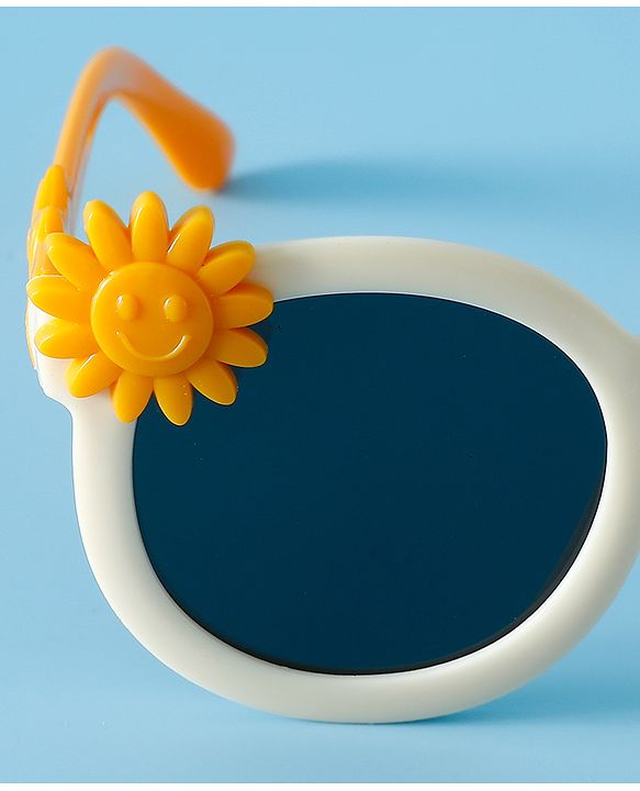 Babyhug Solid Coloured Sunglasses With Flower Applique - Beige