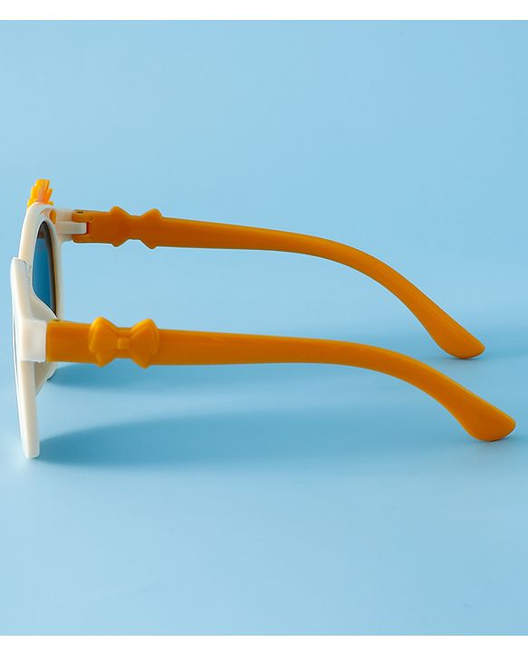 Babyhug Solid Coloured Sunglasses With Flower Applique - Beige