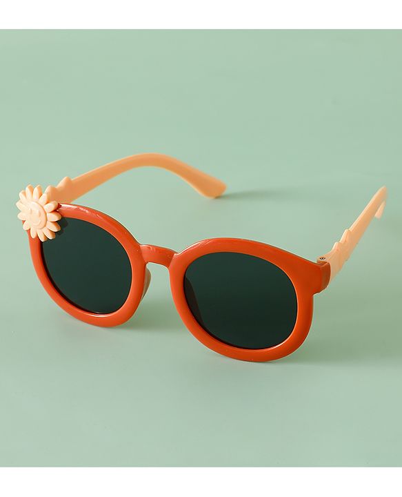 Babyhug Solid Coloured Sunglasses With Flower Applique - Beige