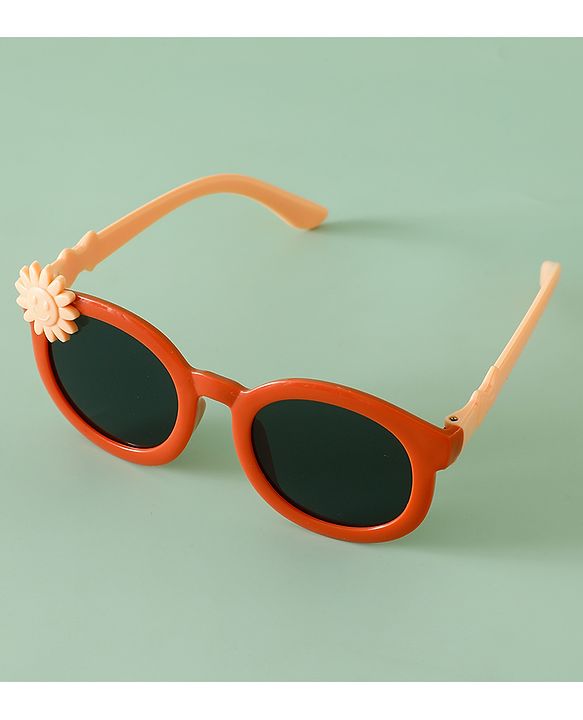 Babyhug Solid Coloured Sunglasses With Flower Applique - Beige