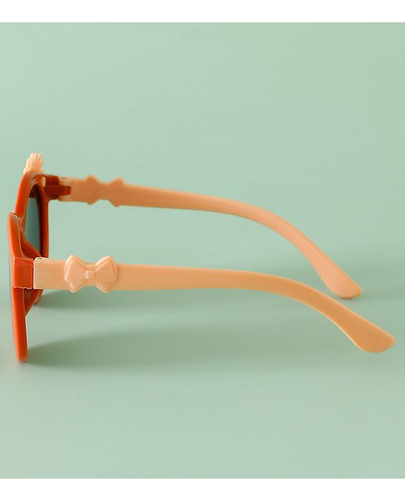 Babyhug Solid Coloured Sunglasses With Flower Applique - Beige