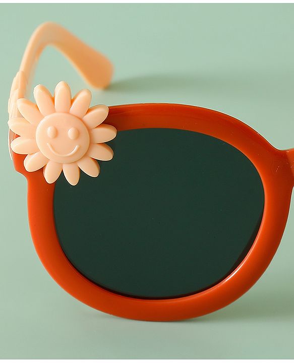 Babyhug Solid Coloured Sunglasses With Flower Applique - Beige