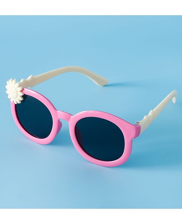 Babyhug Solid Coloured Sunglasses With Flower Applique - Beige