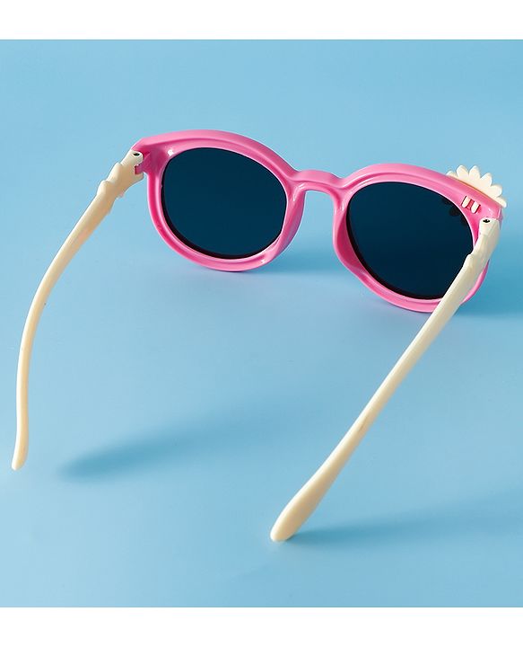 Babyhug Solid Coloured Sunglasses With Flower Applique - Beige