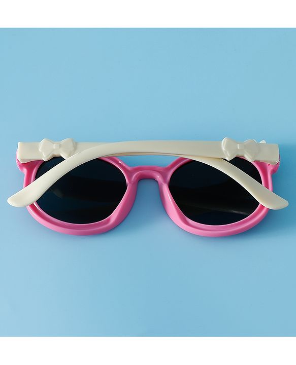 Babyhug Solid Coloured Sunglasses With Flower Applique - Beige