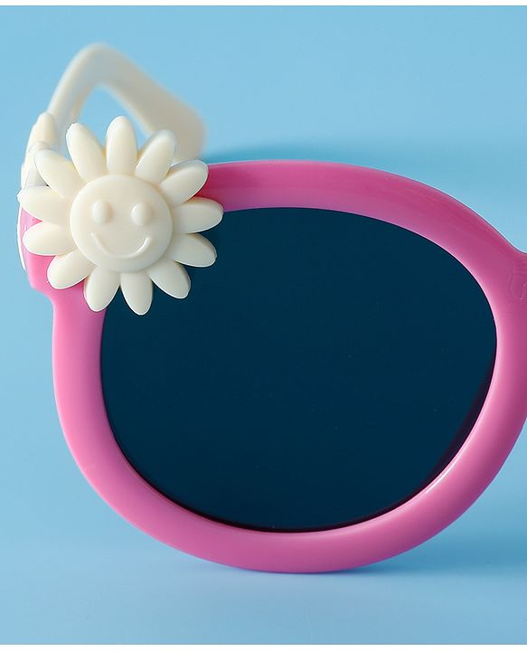 Babyhug Solid Coloured Sunglasses With Flower Applique - Beige