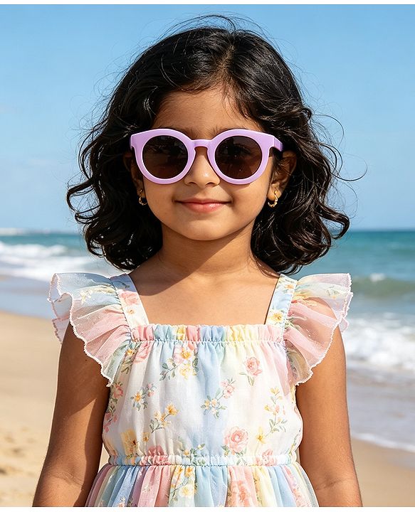 Babyhug Solid Coloured Round Shaped  Sunglasses  - Purple