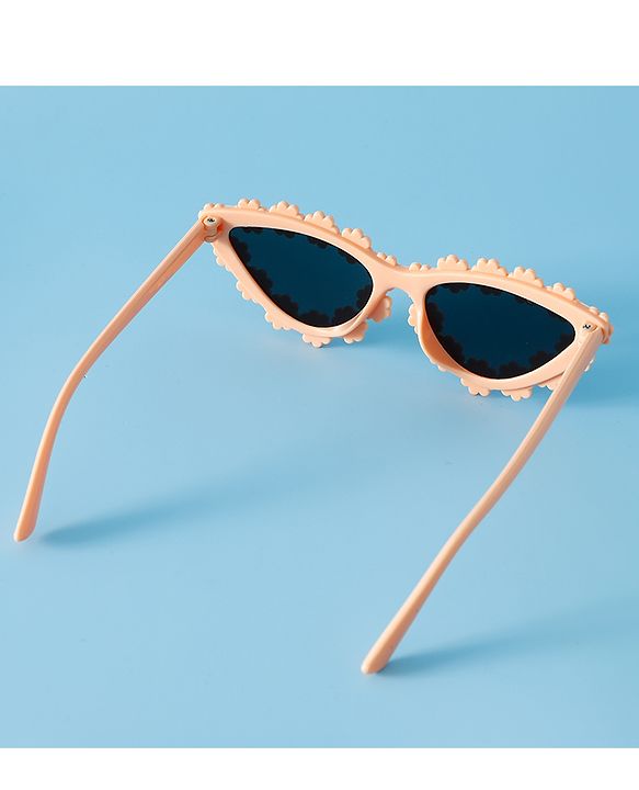 Pine Kids Solid Coloured Sunglasses with Floral Applique  - Light Orange