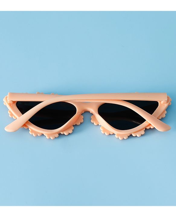 Pine Kids Solid Coloured Sunglasses with Floral Applique  - Light Orange