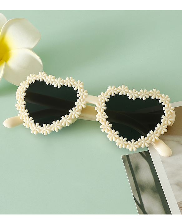 Pine Kids Sunglasses with Floral Design - Beige