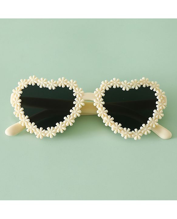 Pine Kids Sunglasses with Floral Design - Beige